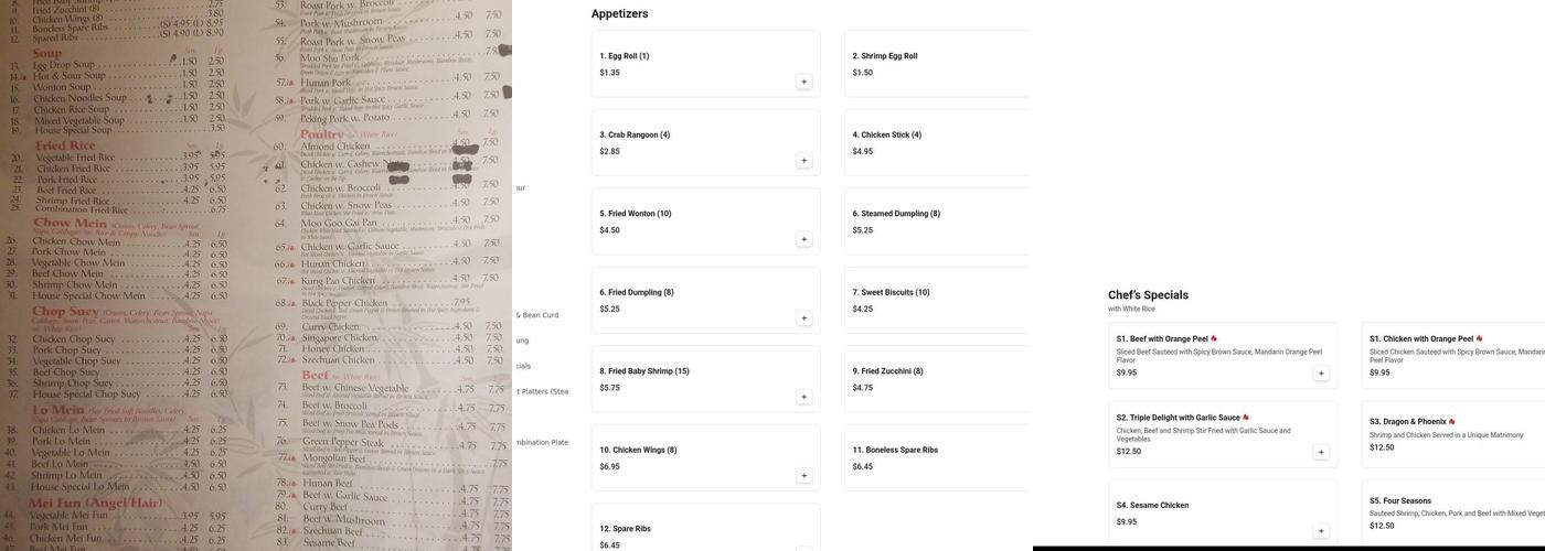 New China Buffet Menu