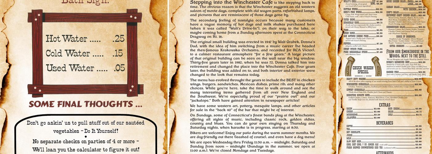 Winchester Cafe Menu