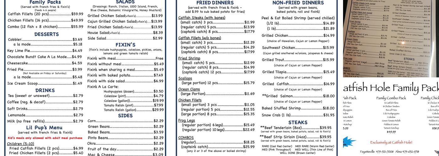 Catfish Hole Alma Menu