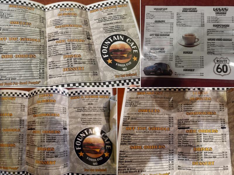 Fountain Cafe Menu