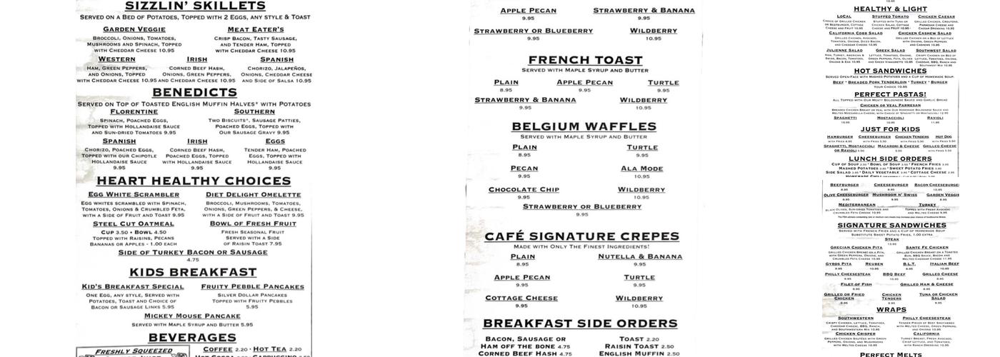 Marengo Cafe Menu