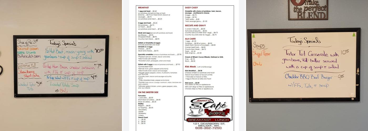 Jane's Cafe Menu