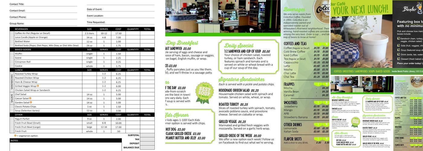 Blender Cafe Menu