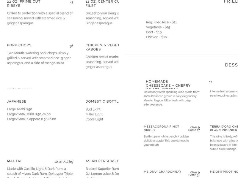 Marc's Fusion Cafe Menu