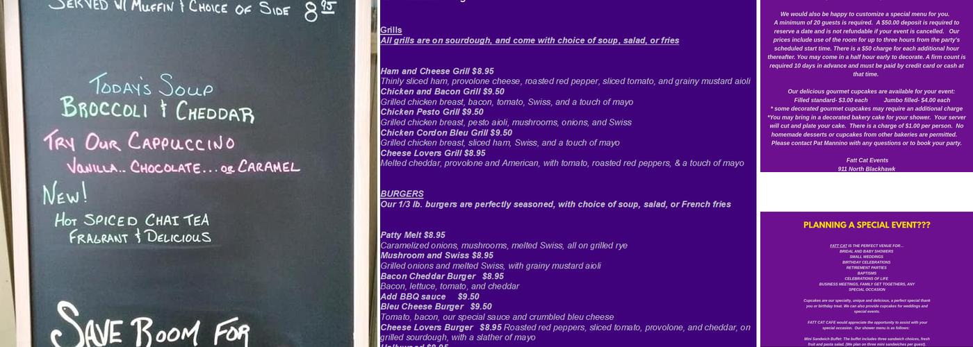 Fatt Cat Cafe Event Venue, Cupcakes, and Cookies Menu