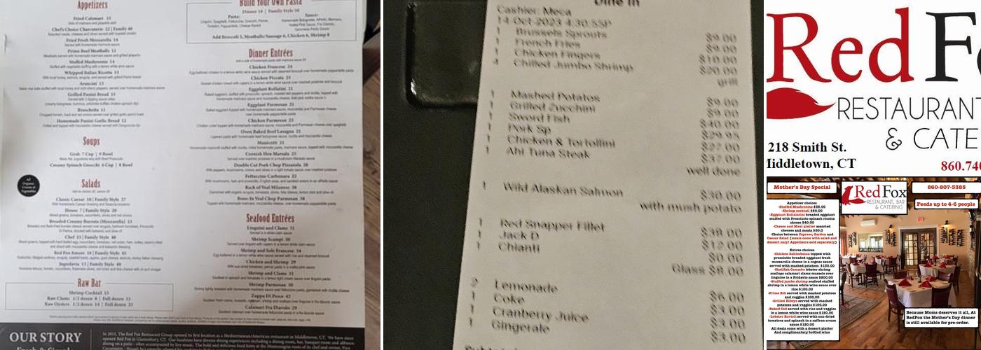 Red Fox Restaurant Menu