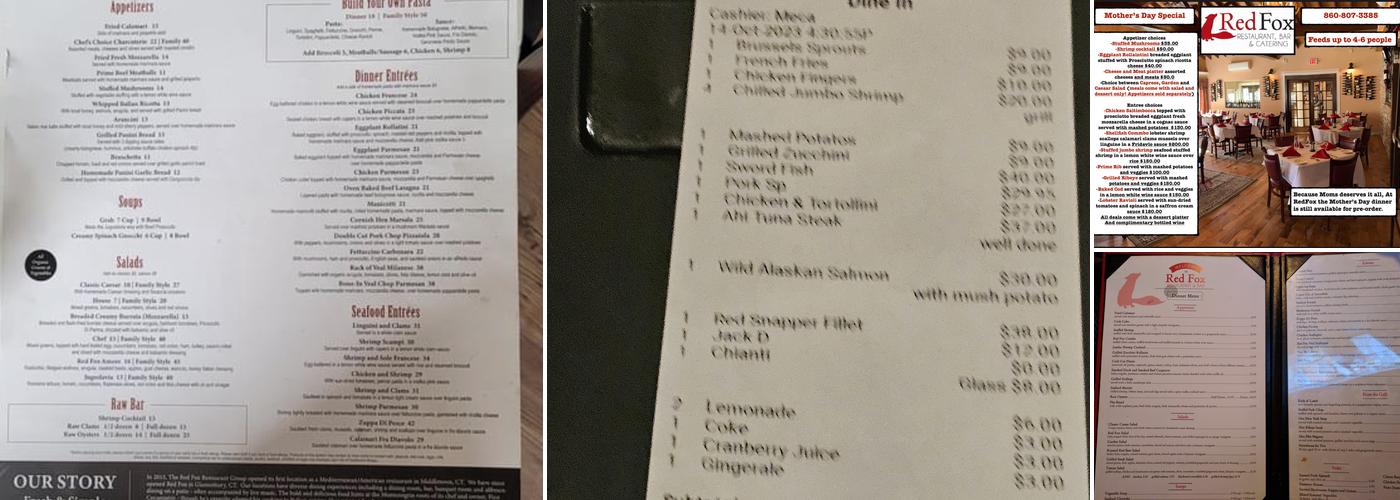 Red Fox Restaurant Menu