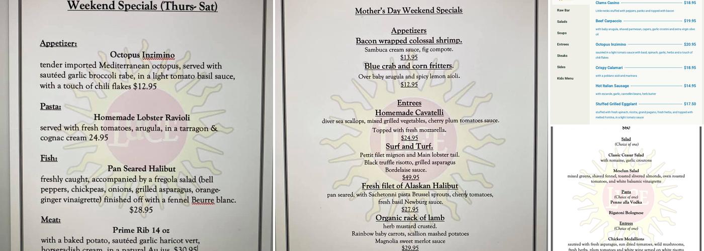 Luce Restaurant Menu
