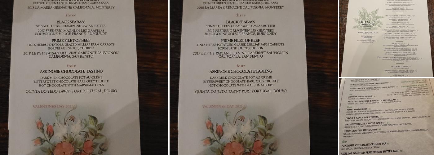 Harvest Restaurant Menu