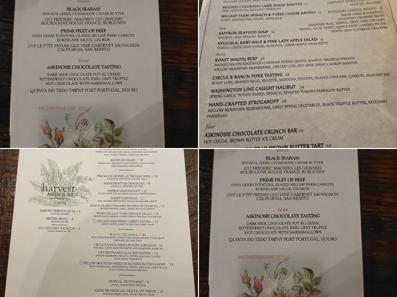 Harvest Restaurant Menu