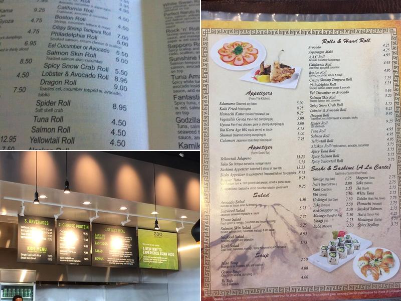 Asian Cafe Parking Menu