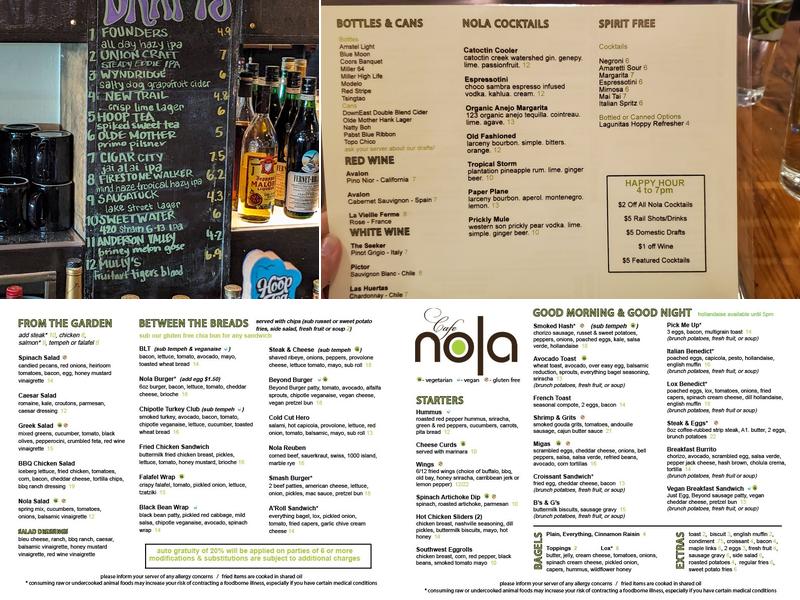 Cafe Nola Menu