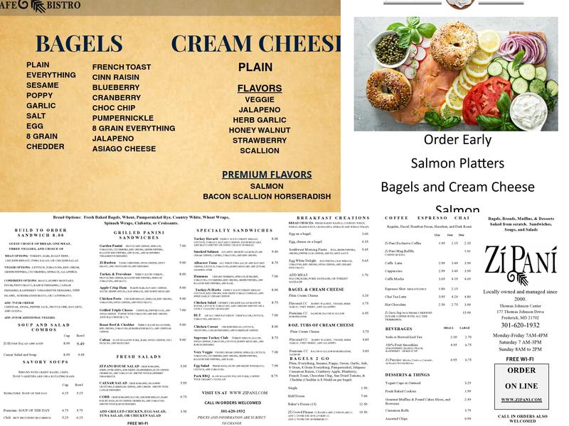 ZiPani Cafe Bistro Menu