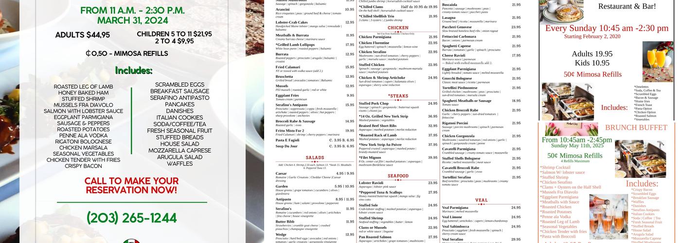 Serafino's Restaurant Menu