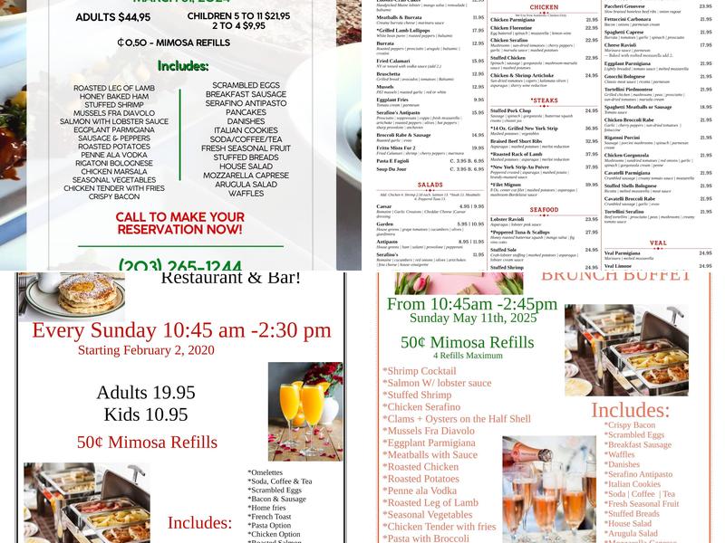 Serafino's Restaurant Menu