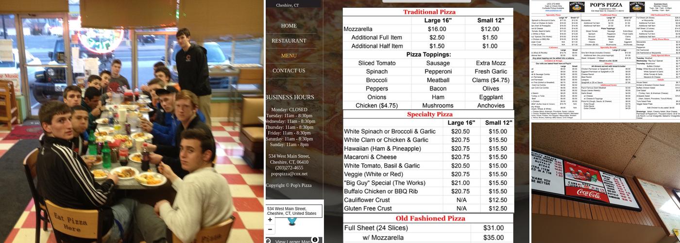 Pop's Pizza Menu