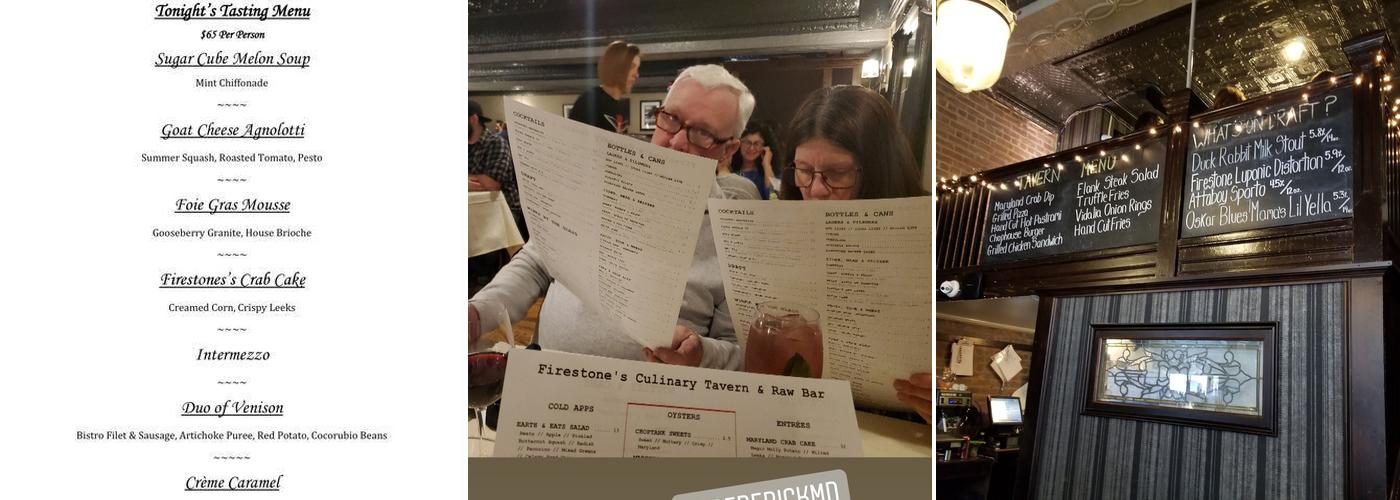 Firestone's Culinary Tavern Menu