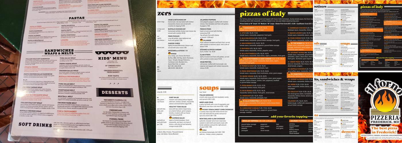 Il Forno Pizzeria Menu