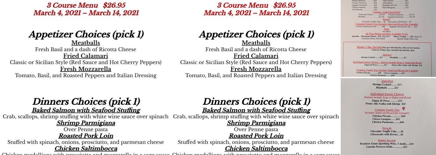 Michael's Trattoria Menu