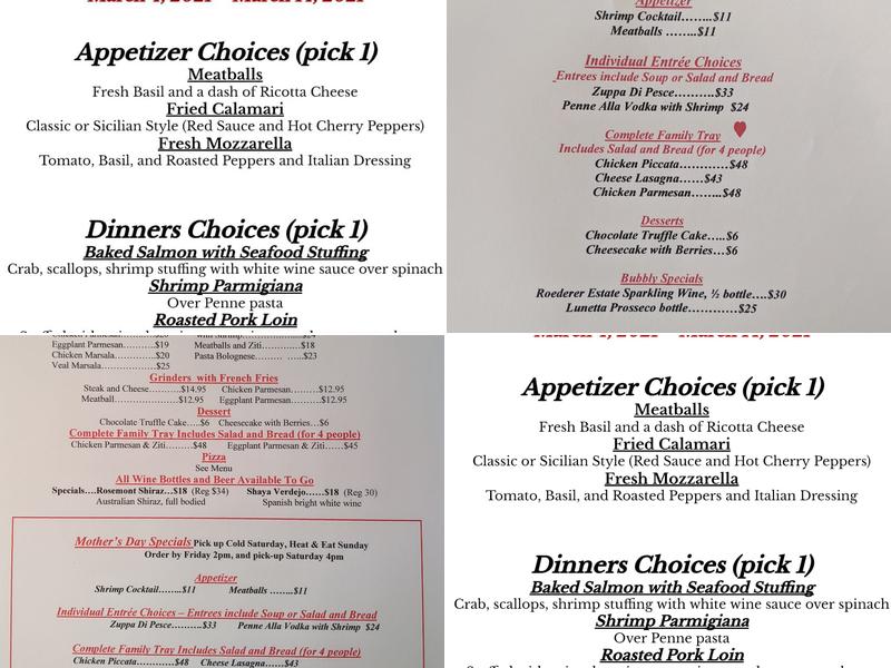 Michael's Trattoria Menu