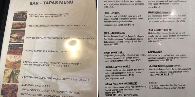 Ola Menu