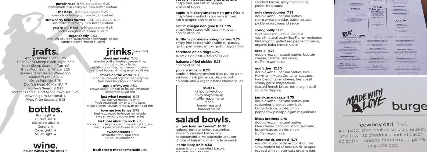 Black Sheep Burgers and Shakes Menu