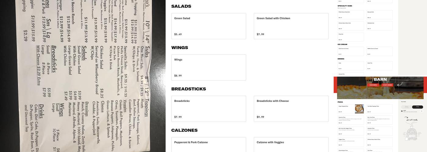 Skeeter's Pizza Barn Menu