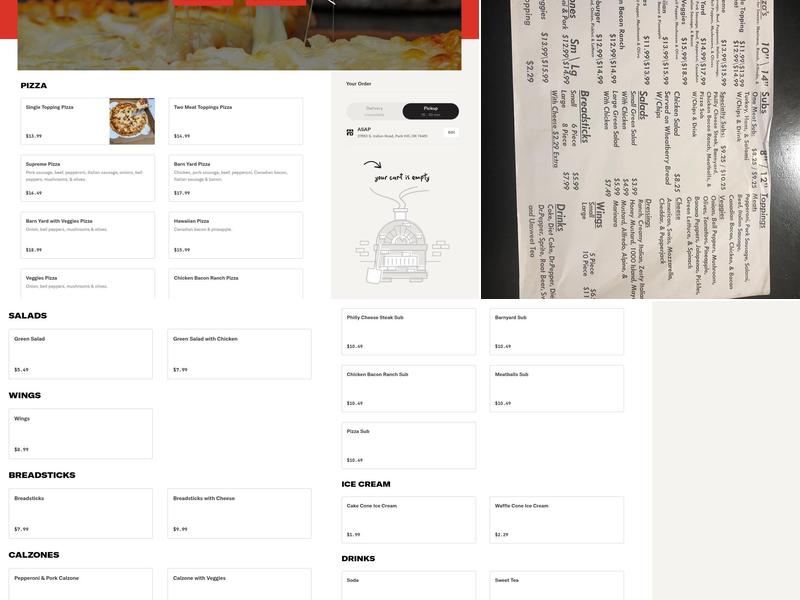 Skeeter's Pizza Barn Menu