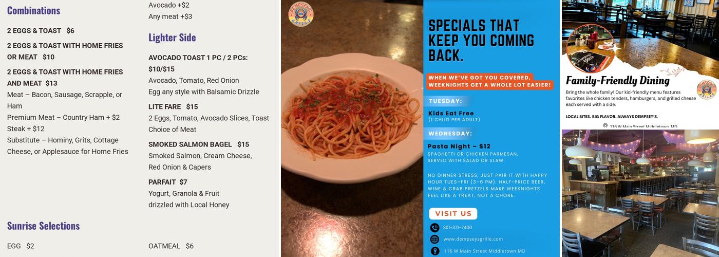 Dempseys Grille Menu