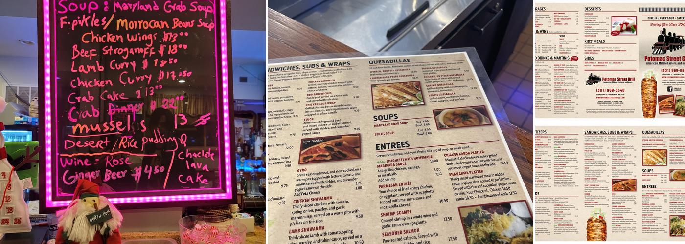 Potomac Street Grill Menu
