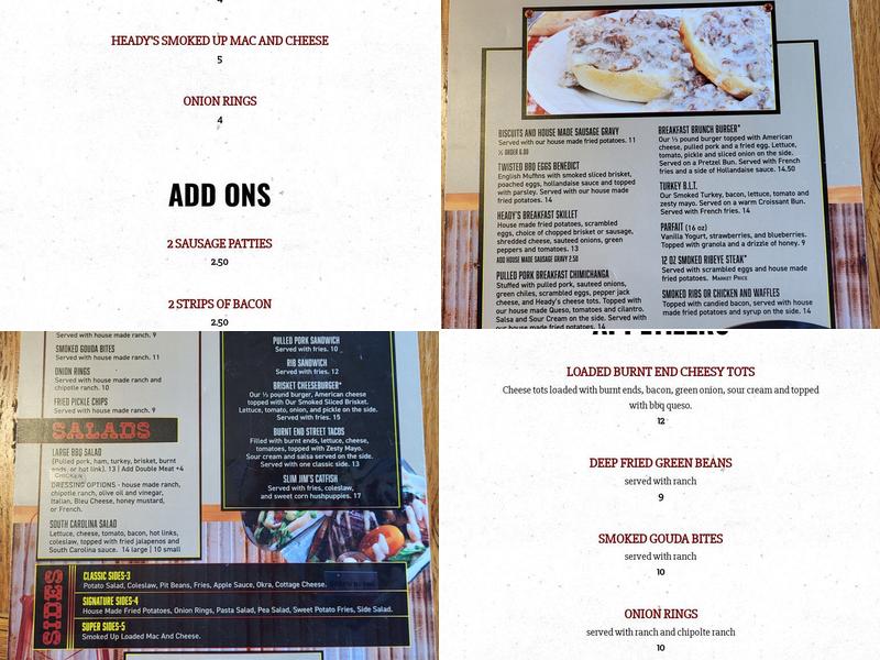 Heady Bar-B-Que Co. Menu