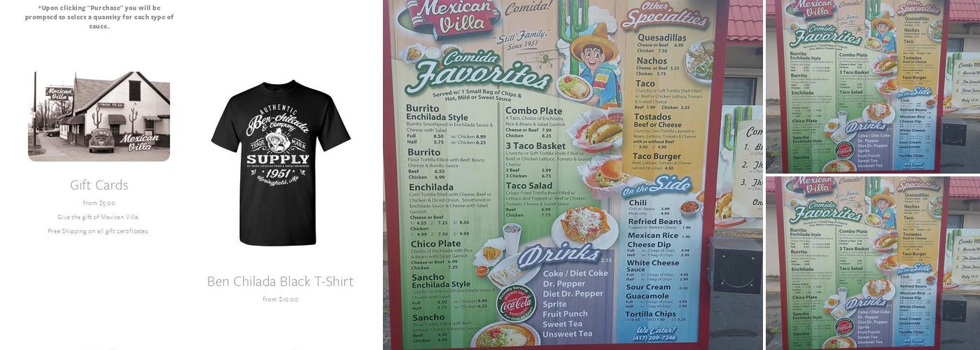 Mexican Villa Comida Menu