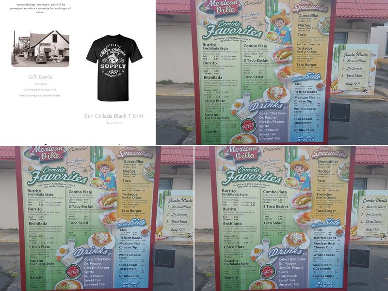 Mexican Villa Comida Menu