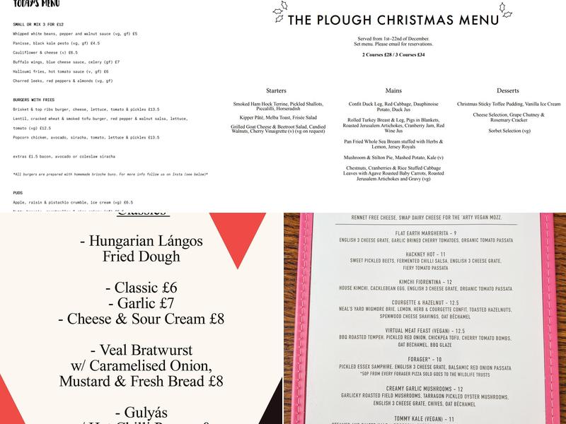 The Plough Menu