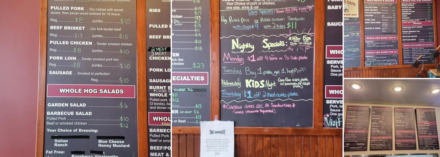 Whole Hog Café Menu