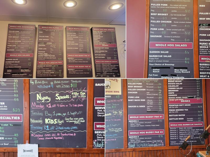 Whole Hog Café Menu