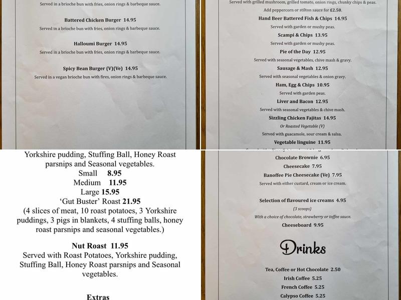 The Pig & Butcher Menu