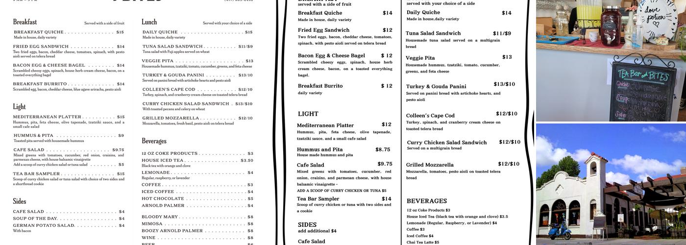 Tea Bar & Bites Menu