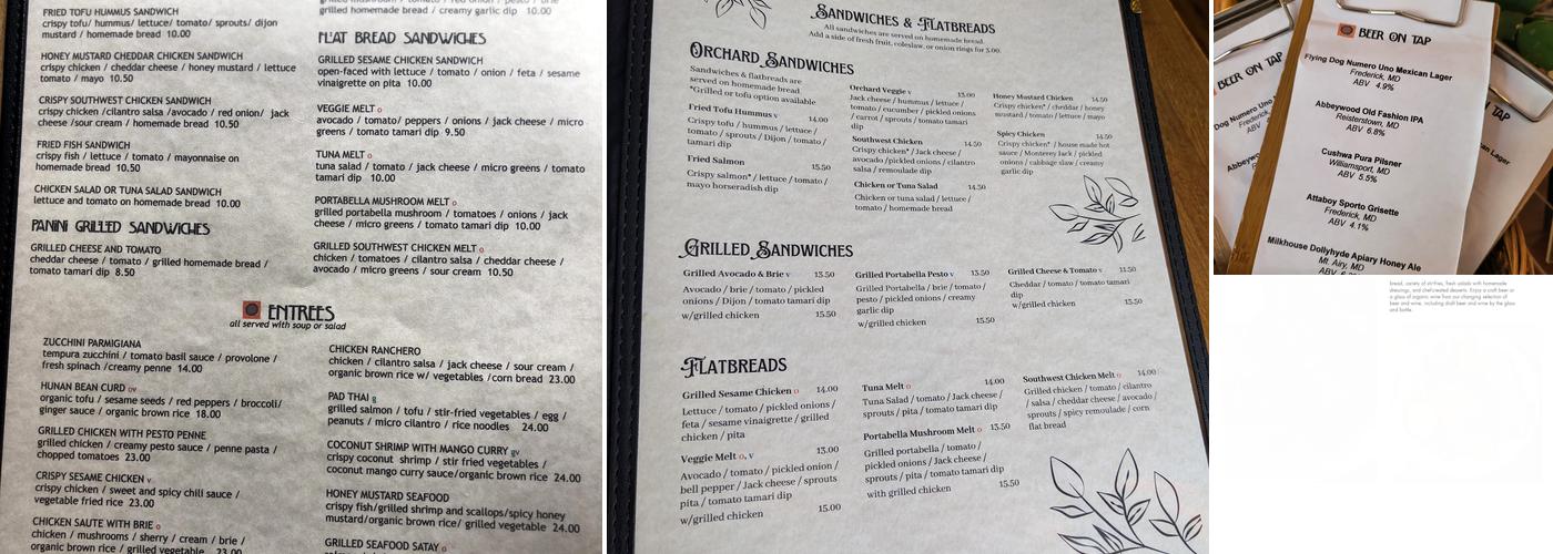 Orchard Restaurant Menu