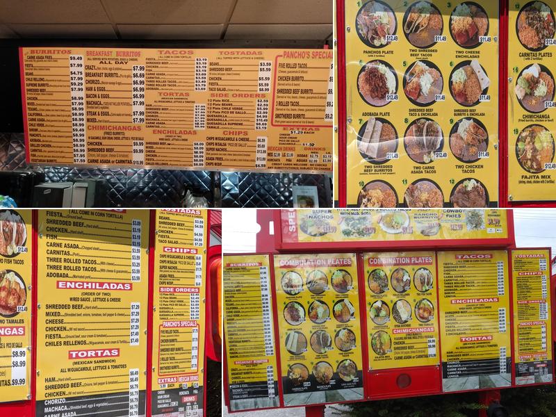 Pancho's Mexican Food Menu