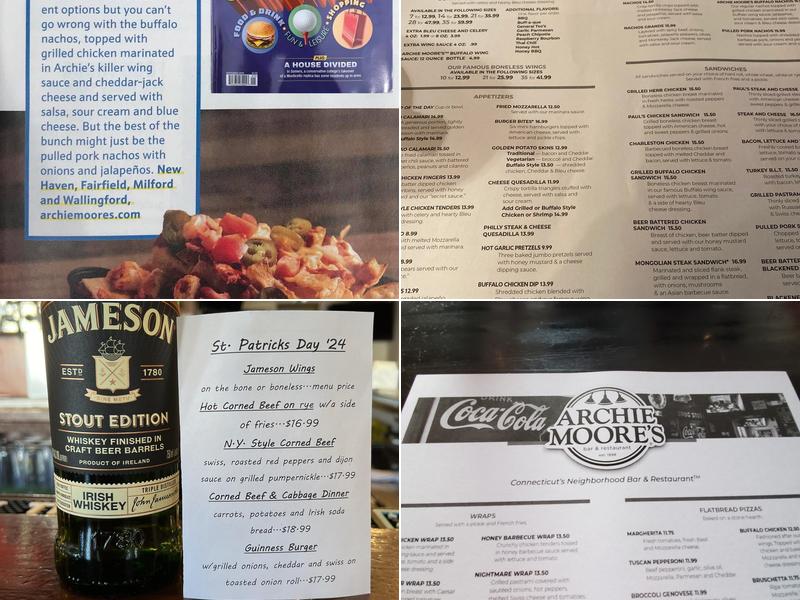 Archie Moore's Bar & Restaurant Menu
