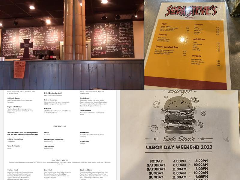 Soda Steve's Restaurant Menu