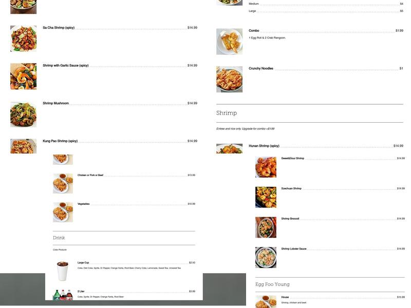 New House Chinese Food Menu