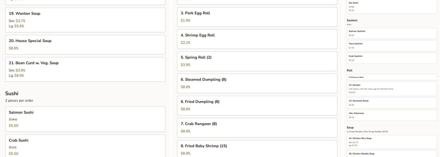 Asian Hut Menu