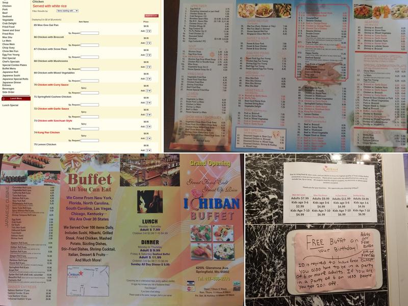 Ichiban Buffet Menu