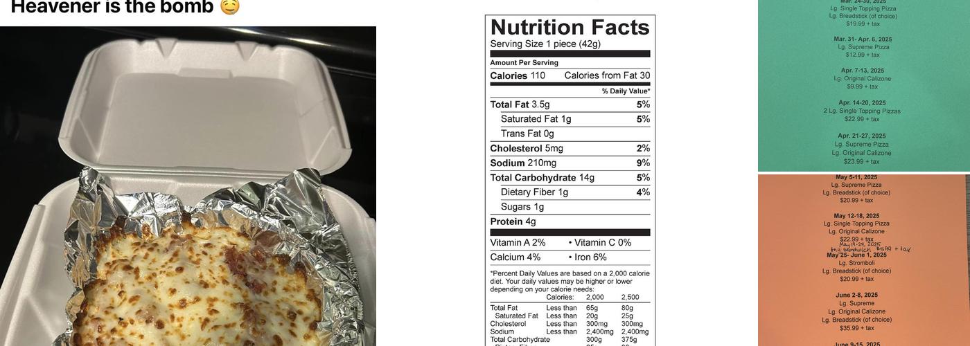 Simple Simon's Pizza Menu