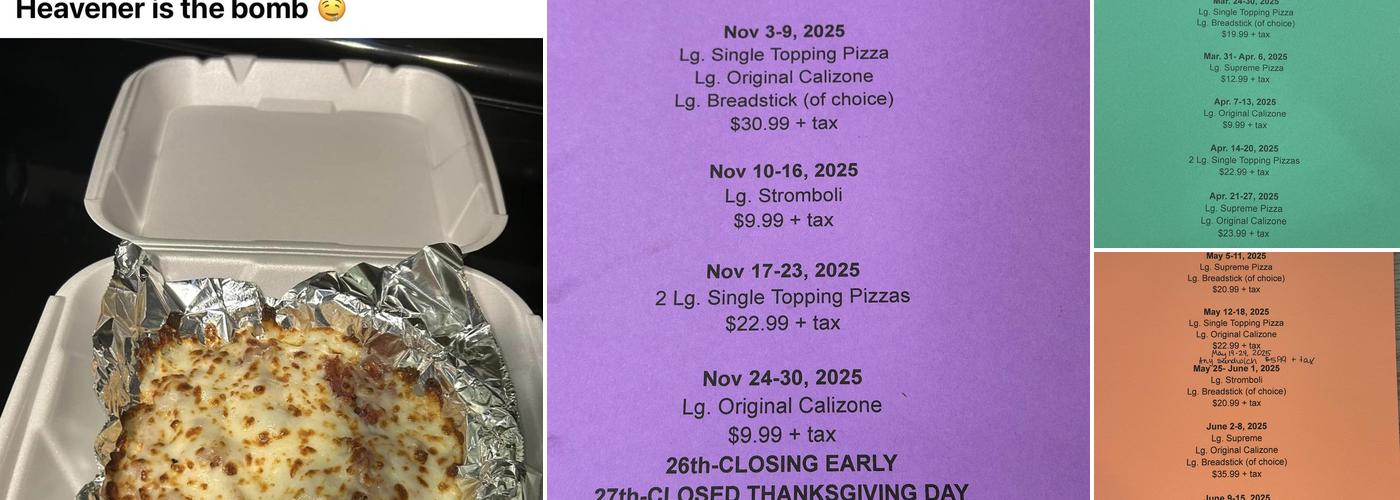 Simple Simon's Pizza Menu