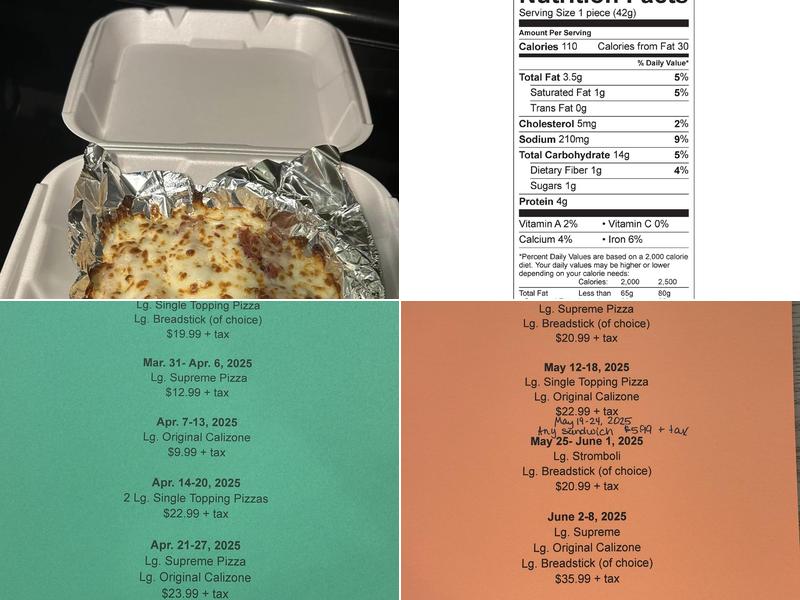 Simple Simon's Pizza Menu