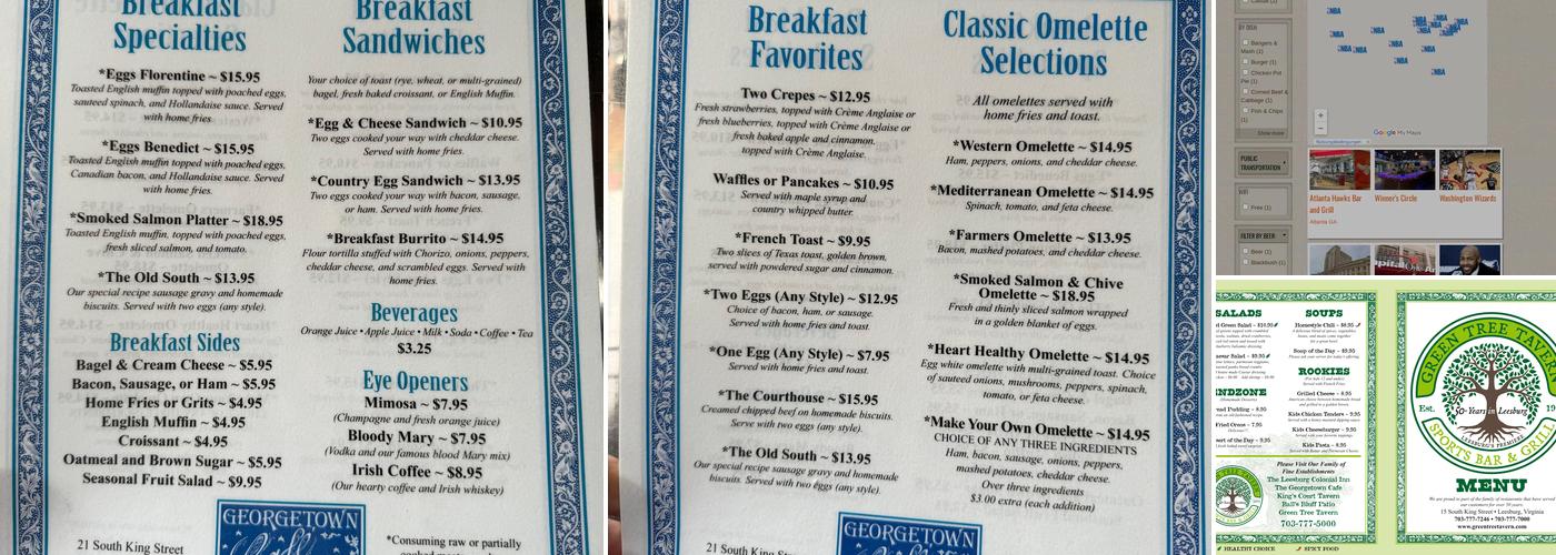 Georgetown Cafe Menu