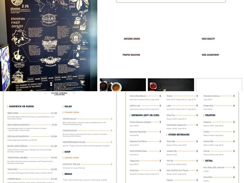 Black Lion Coffee & Café Menu